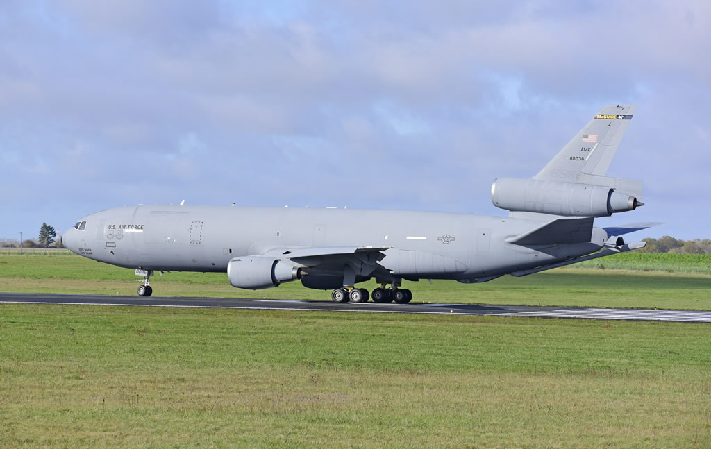 U.S. Air Force Mc Donnell-Douglas KC10 of the Air Mobility Comand, 60036, from McGuire AFB at Châteauroux-Centre "Marcel Dassault" Airport in France